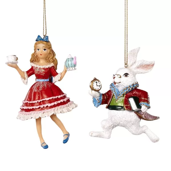 Alice In Wonderland And Too Late Rabbit Ornament 2 Assorted Tr 27510^Goodwill Cheap