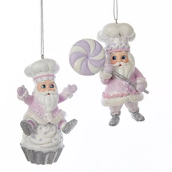 C7906 Sugar Plum Chef Santa With Silver Glitter Ornament 2 Assorted Kurt S.Adler New York^Kurt Adler Flash Sale