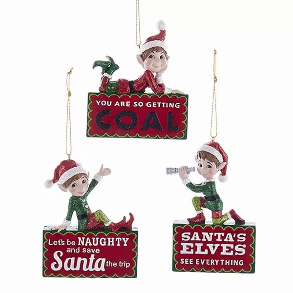 C7966 Kurt S. Adler Naughty Elf Ornament 3 Assorted^Kurt Adler Sale