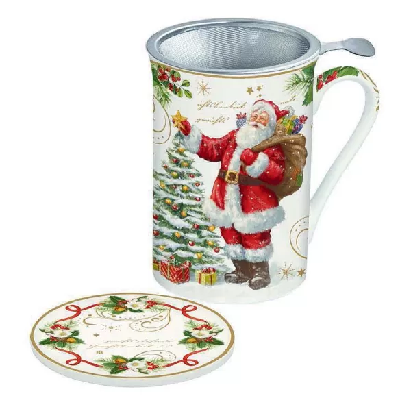 Christmas Tableware: Fine China Mug With Lid And Metal Infuser^Easy Life Store