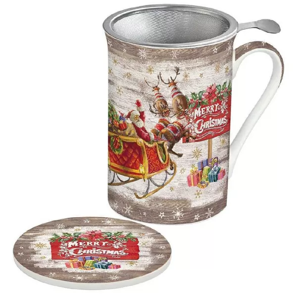 Christmas Tableware: Fine China Mug With Lid And Metal Infuser^Easy Life Sale