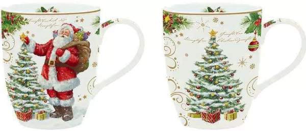 Christmas Tableware: Set 2 Assorted Mugs In High Quality Fine China^Easy Life Discount