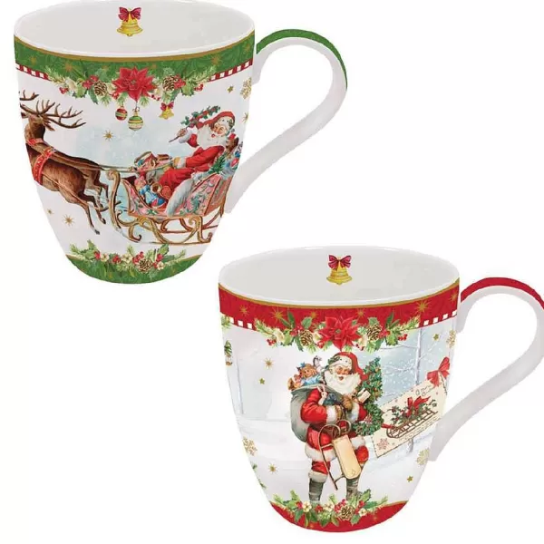 Christmas Tableware: Set 2 Porcelain Mugs In Colour Box^Easy Life Hot