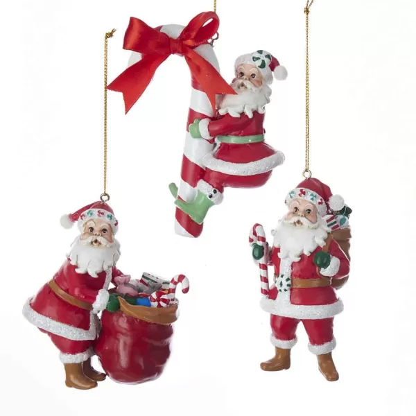 D3293 Kurt S. Adler Candy Santa Ornament 3 Assorted^Kurt Adler Best Sale