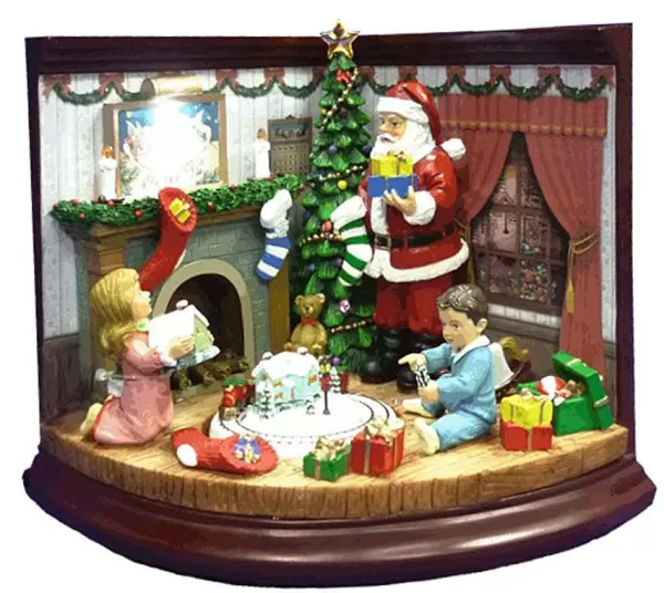 Fireplace Santa And Child Music Box^North Pole Discount