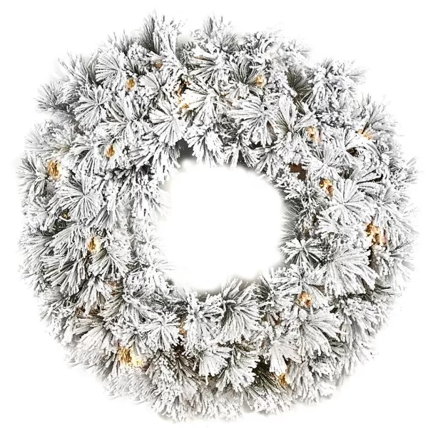 Flocker Needle Pine Wreath With Lights Als 78222^Goodwill Outlet