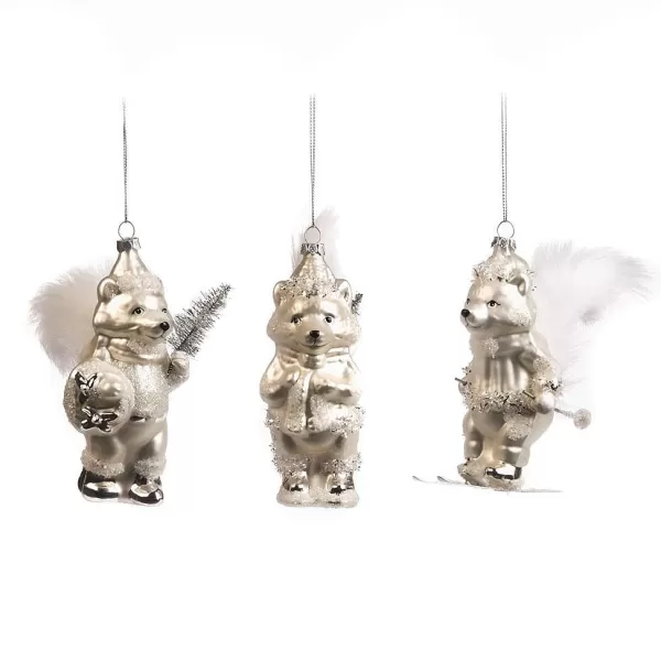 Furry Ski Fox Ornament 3 Assorted Tr 28249^Goodwill Fashion