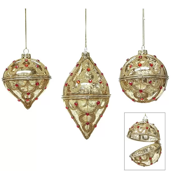Glass Antique Jewel Box Ornament 3 Assorted P 37353^Goodwill Sale
