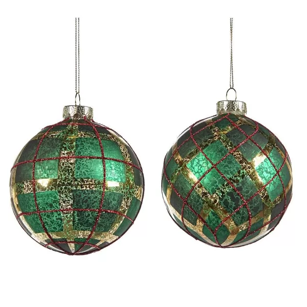 Glass Antique Tartan Ball 2 Assorted Tr 27144^Goodwill Best