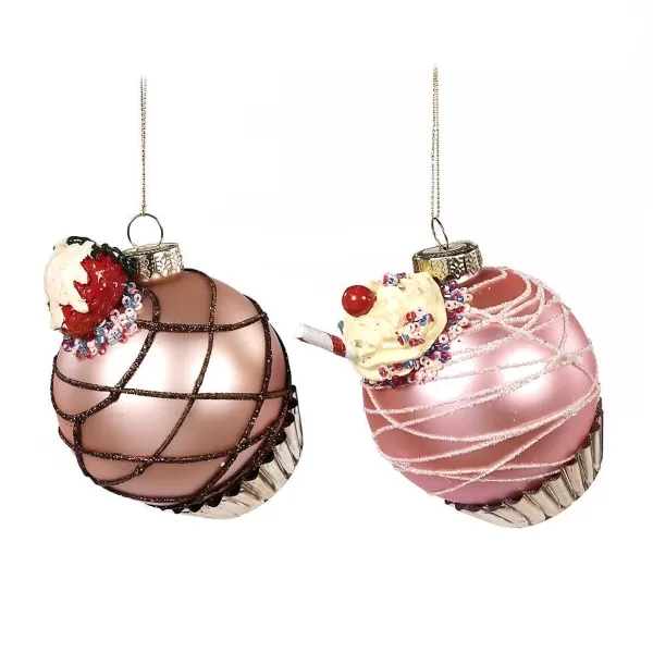 Glass Cupcake Ball Ornament 2 Assorted Tr 27424^Goodwill Hot