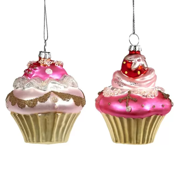 Glass Cupcake Ornament 2 Assorted Tr 27083^Goodwill Sale