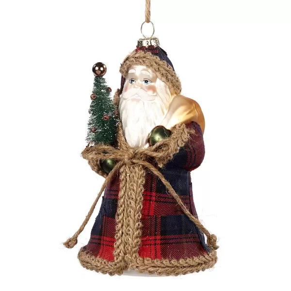 Glass Fabric Tartan Santa Ornament Tr 27114^Goodwill Sale