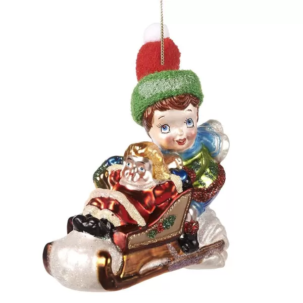 Glass Kid With Sleigh Ornament Tr 27002^Goodwill Best Sale