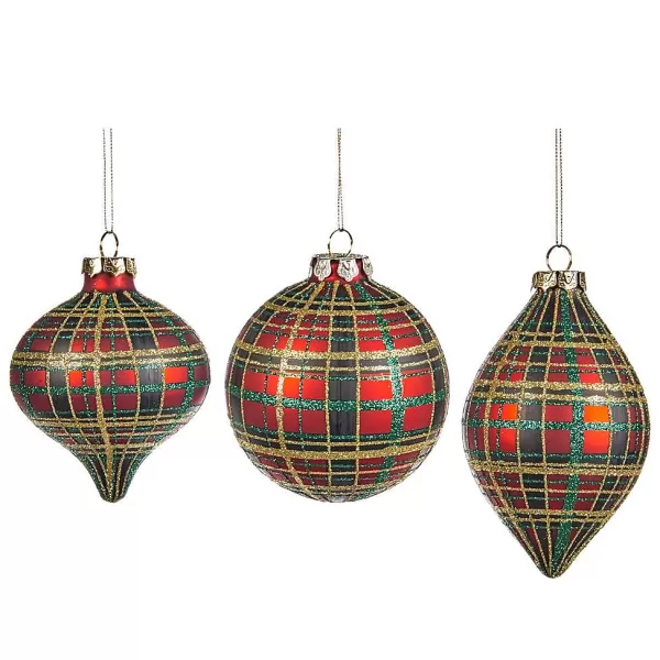 Glass Tartan Ball 3 Assorted C 15064^Goodwill Best