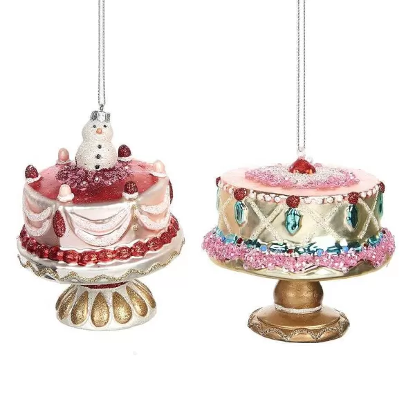 Goodill Belgium 2020 Tr 24787 Glass Cake On Stand Ornament 2 Assorted^Goodwill Outlet