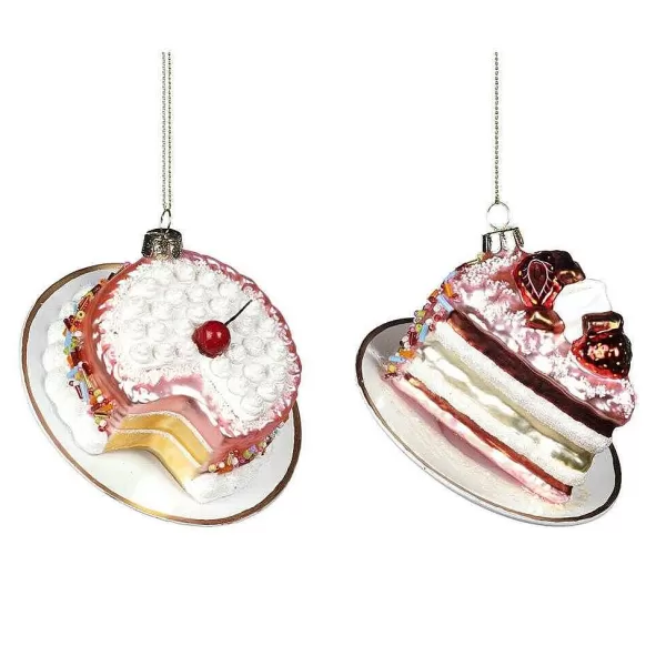 Goodill Belgium 2020 Ya 92227 Glass Cake Pie On Plate Ornament 2 Assorted^Goodwill Flash Sale