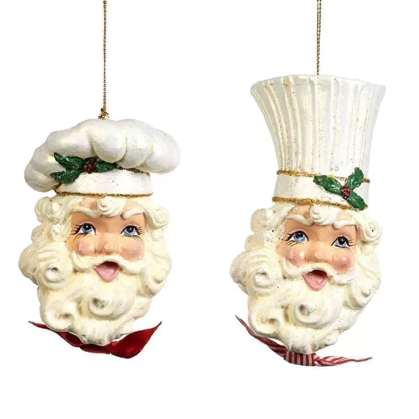 Belgium B 92002 Santa Chef Head 2 Assorted Onaments^Goodwill Discount