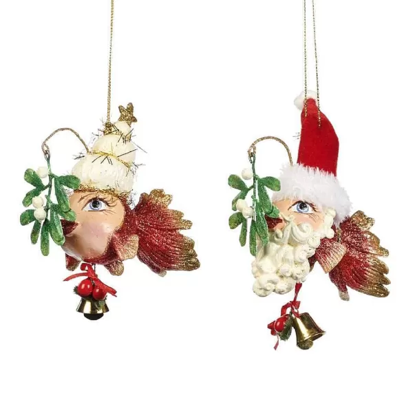 Belgium B 92350 Santa Mistletoy Fish Couple 2 Assorted Ornaments^Goodwill Hot