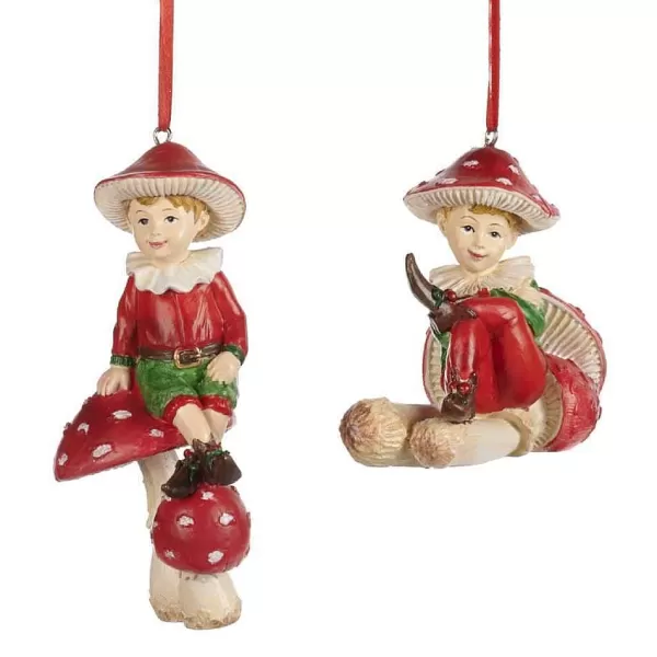 Belgium D 46138 Boy On Mushroom 2 Assorted Ornaments^Goodwill Cheap