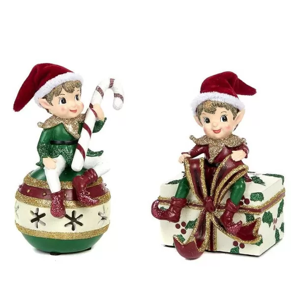 Belgium Led Lit Elf Table Stocking Holder 2 Assorted Tr 24655^Goodwill Cheap