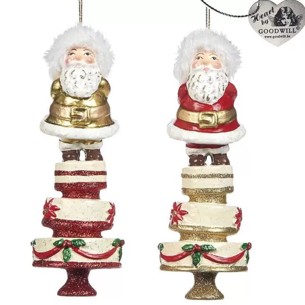 Belgium Santa On Cake Ornament 2 Assorted B 94411^Goodwill Fashion