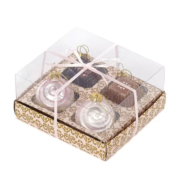 Belgium Tr 23011 Glass Chocolate Ornament Box Of 4^Goodwill Store