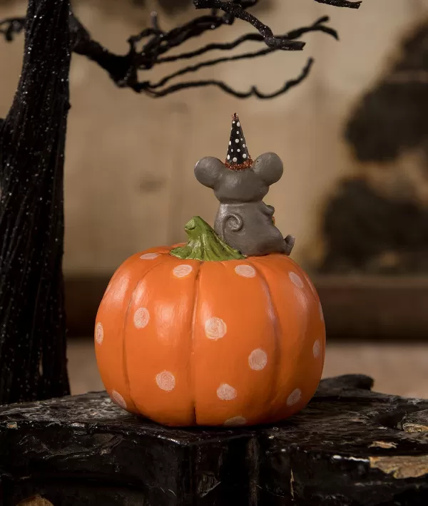 Halloween Mouse On Pumpkin Ma2077 ^Bethany Lowe Clearance