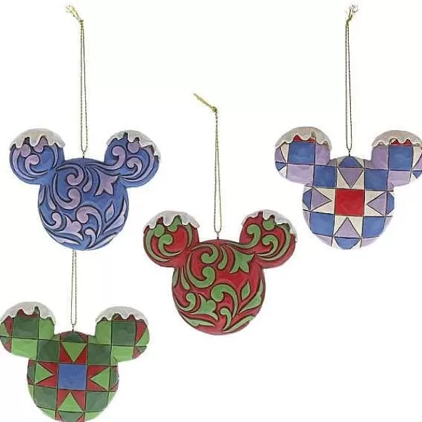 A29543 Mickey Mouse Head Hanging 4 Ornament Set^Jim Shore Online