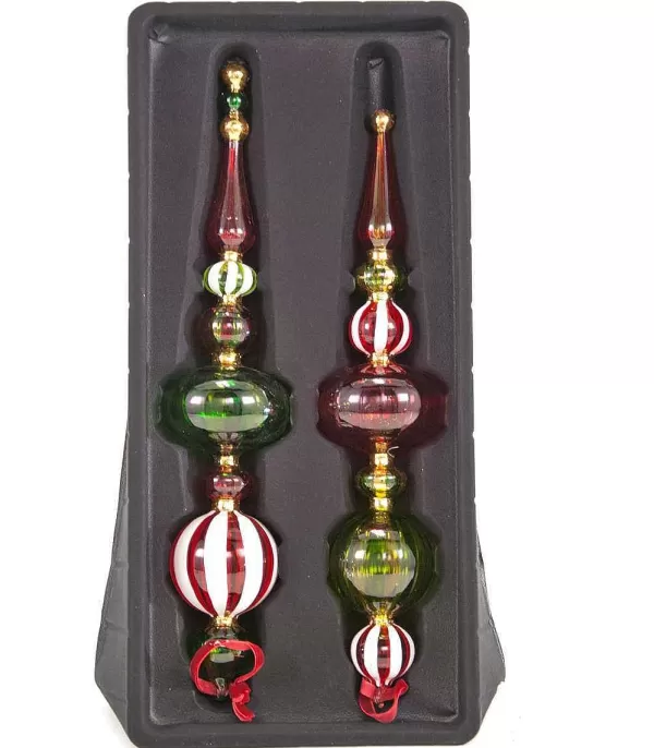 Katherine'S Collection 18-643001 Painted Glass Finial Ornaments Assortment Of 2 In Box^Katherine Collection Store