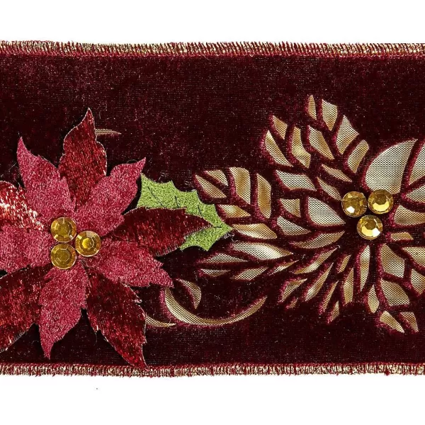 Katherine'S Collection Cut Out Poinsettia Ribbon Burgundy 08-783543 08-783543^Katherine Collection Outlet