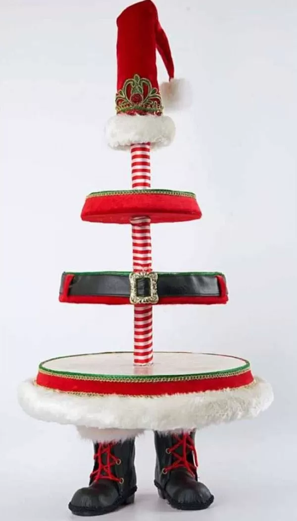 Kc 28-128248 Katherine'S Collection Santa Boots Tray Cake Stand^Katherine Collection Shop