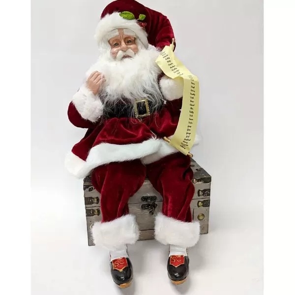 K&K Interiors 51411A - Sitting Red Velvet Santa With List^KKInteriors Store