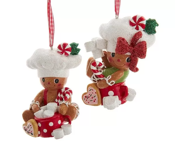 3.75" Gingerbread Boy Girl Cocoa Marshmallow H5626^Kurt Adler Online