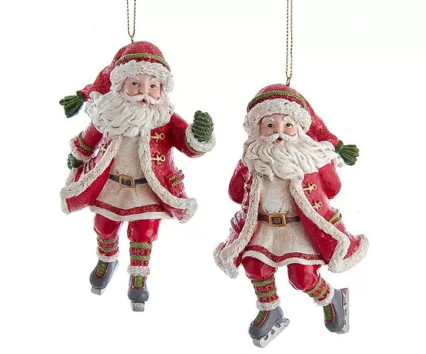 4.75" Resin Skating Santa Ornament 2 Assorted E0563^Kurt Adler Fashion