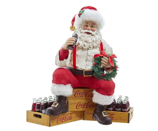 9" Coca-Cola Santa Sitting On Crates Cc5212^Kurt Adler Cheap