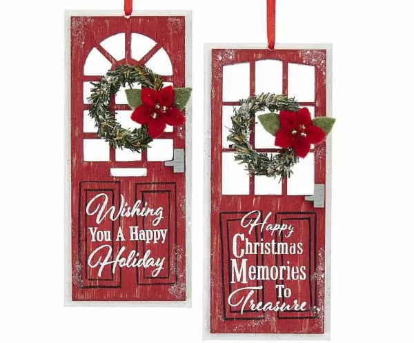 G0197 Wooden Red Christmas Door Ornament2 Assorted^Kurt Adler Discount