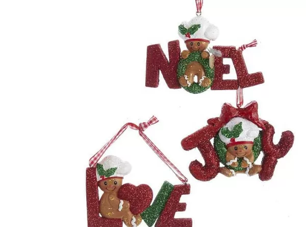 H5553 Gingrbrd Love Noel Joy Ornament3 Assorted^Kurt Adler Fashion