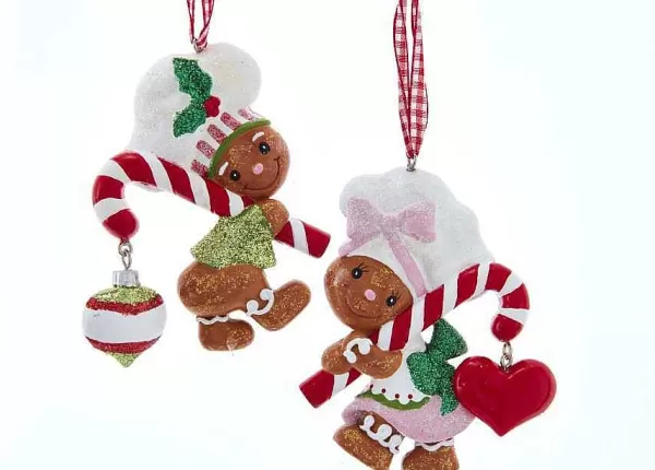 H5592 Gingerbread With Cane Boy Girl Ornament2 Assorted^Kurt Adler Best Sale