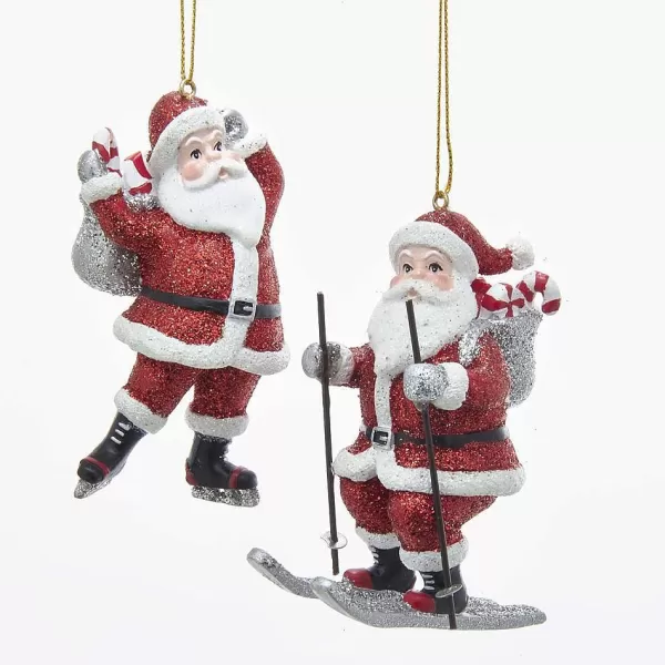 Nyc D3380 Skating And Skiing Santa Ornaments, 2 Assorted^Kurt Adler Outlet