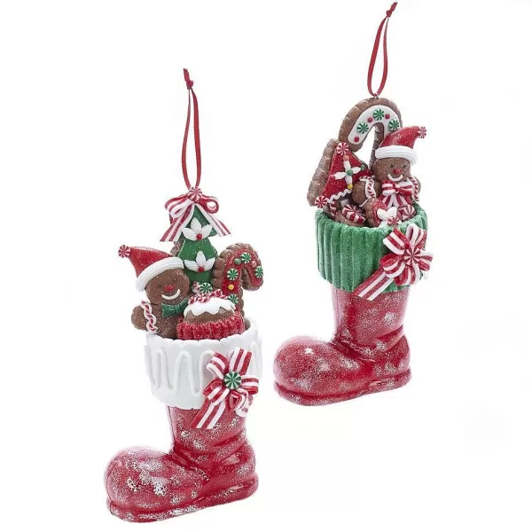 Nyc D3614 Gingerbread Man In Boot Ornaments, 2 Assorted^Kurt Adler New