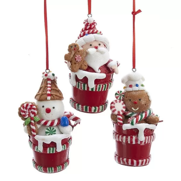 Nyc D3624 Santa, Gingerbread Man And Snowman Bucket Ornaments, 3 Assorted^Kurt Adler Store