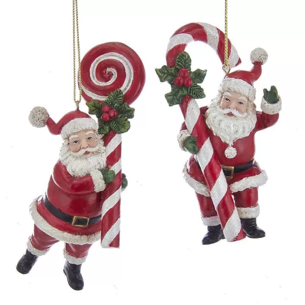 Nyc E0277 Red And White Candy Santa Ornaments, 2 Assorted^Kurt Adler Clearance