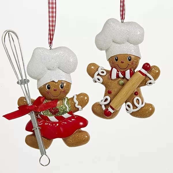 Nyc H5099 Gingerbread Boy And Girl Chef Ornaments, 2 Assorted^Kurt Adler Fashion