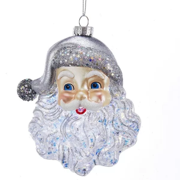 Nyc T2622 Glass Santa Face With Silver Glitter Ornament^Kurt Adler Cheap