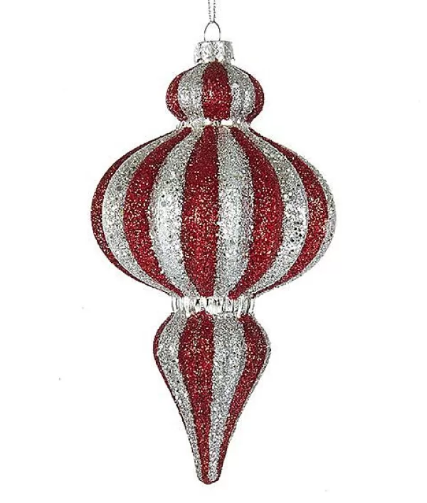 Kurt S. Adler Nyc C4776 Red/Silver Molded Glass Finial^Kurt Adler Hot