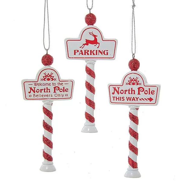 Kurt S. Adler Nyc C6718 North Pole Sign Ornament 3 Assorted^Kurt Adler Fashion