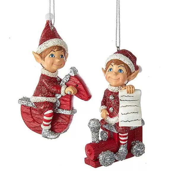 Kurt S. Adler Nyc C6773 Elf On Toy Ornament 2 Assorted^Kurt Adler Clearance
