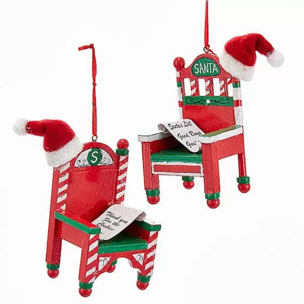 Kurt S. Adler Nyc C6876 Wooden Santa Chair With Hat 2 Assorted^Kurt Adler Discount