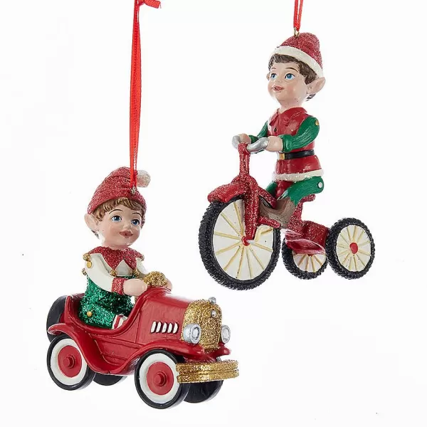 Kurt S. Adler Nyc C7995 North Pole Elf Car/Tricycle Ornament 2 Assorted Kurt S.Adler New York^Kurt Adler Hot