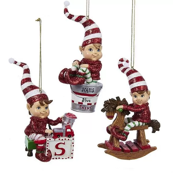 Kurt S. Adler Nyc C8844 Elf With Toys Ornament 3 Assorted^Kurt Adler Sale